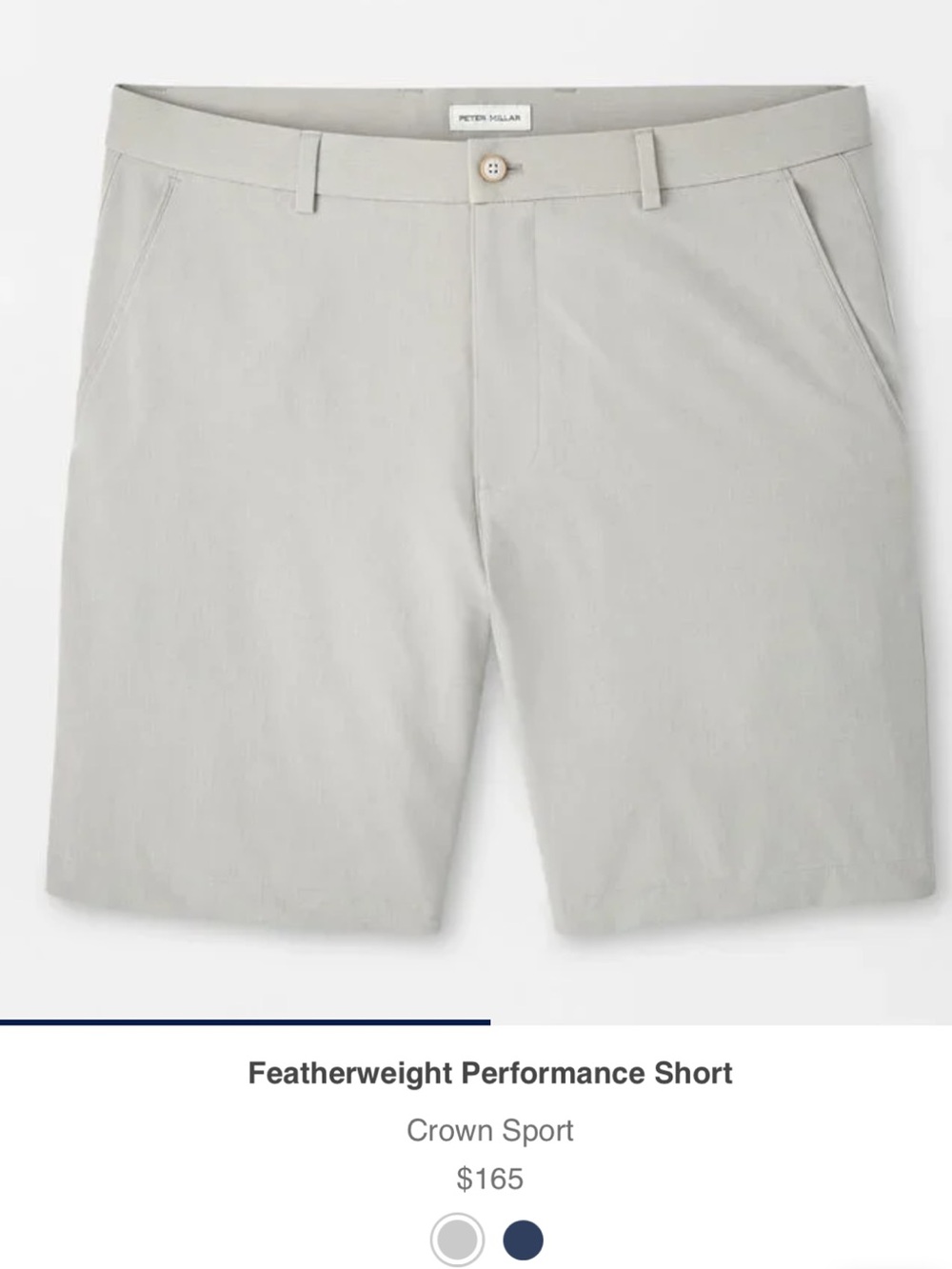 NWT Peter Millar crown sport Featherweight Performance Shorts. Light GRAY GREY